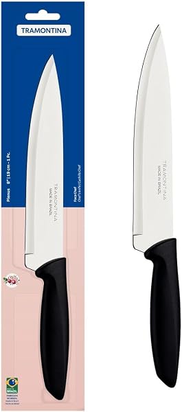 Faca Chef Tramontina Plenus 8" Branca (Aço Inox, Cabo de Polipropileno)