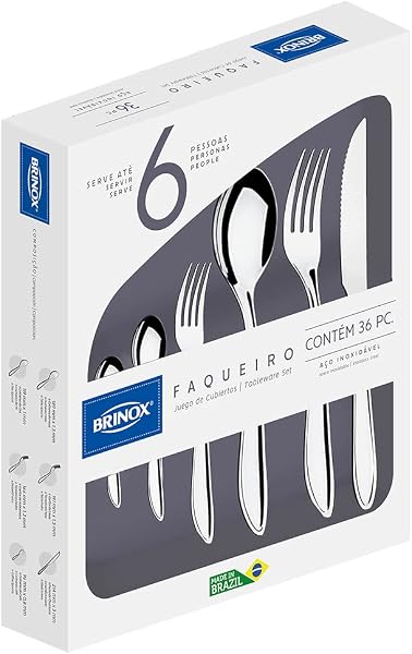Faqueiro Brinox Lyon 36 Peças em Aço Inox