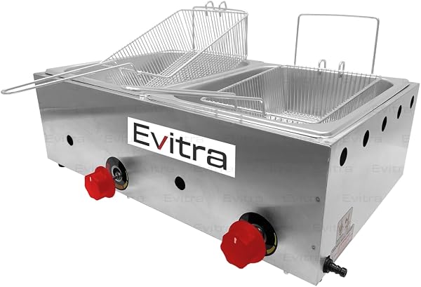 Fritadeira Profissional a Gás 2 Cubas em Inox 430 (Baixa Pressão)