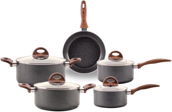 Jogo de Panelas Brinox Ceramic Life Smart Plus 5 Peças com Fundo de Indução Granito